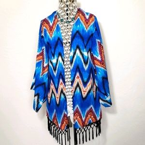 Kimono Fringed Boho Kimono Cover Up Wrap